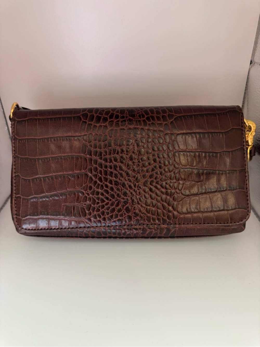 kate spade Brown Croc-Embossed Crossbody Bag